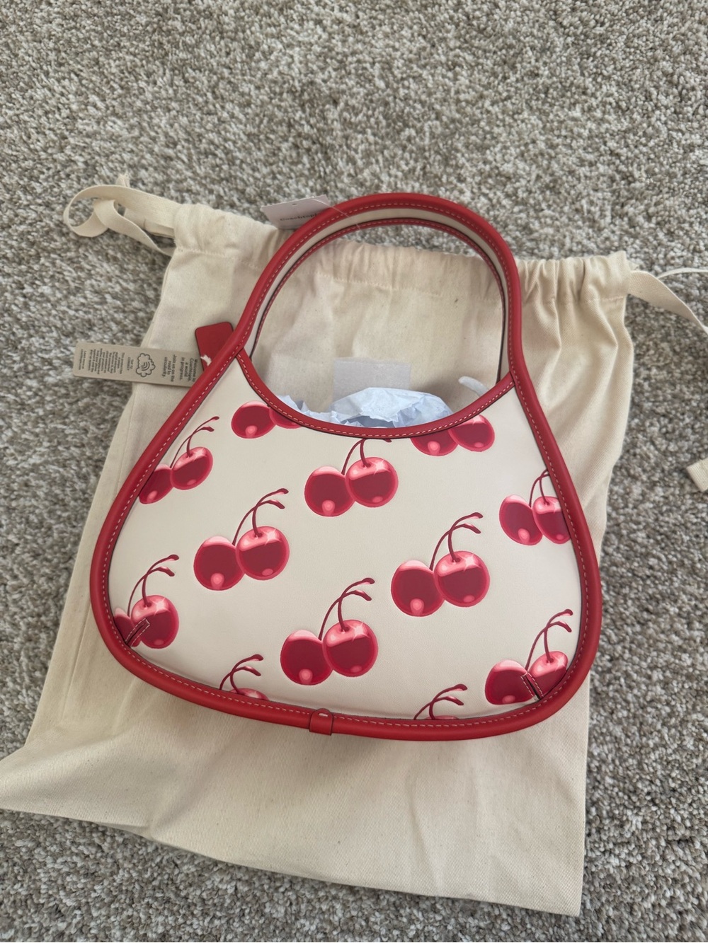 Coach Cream Shoulder Bag with Red Cherry Print - Picture 4 of 7